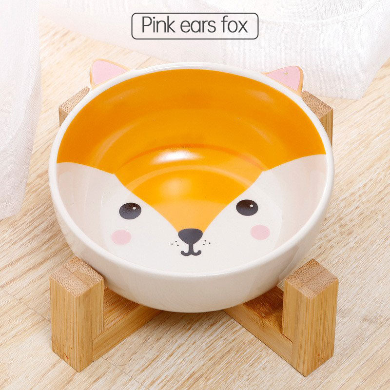 Gamelle en Céramique avec Support en Bambou – Collection Animaux