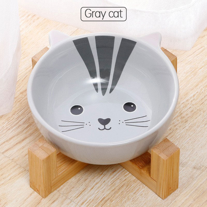 Gamelle en Céramique avec Support en Bambou – Collection Animaux