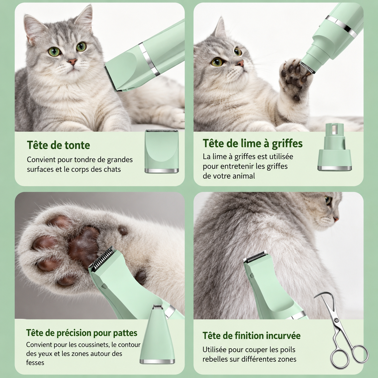 Kit de Toilettage 4-en-1 pour Chat