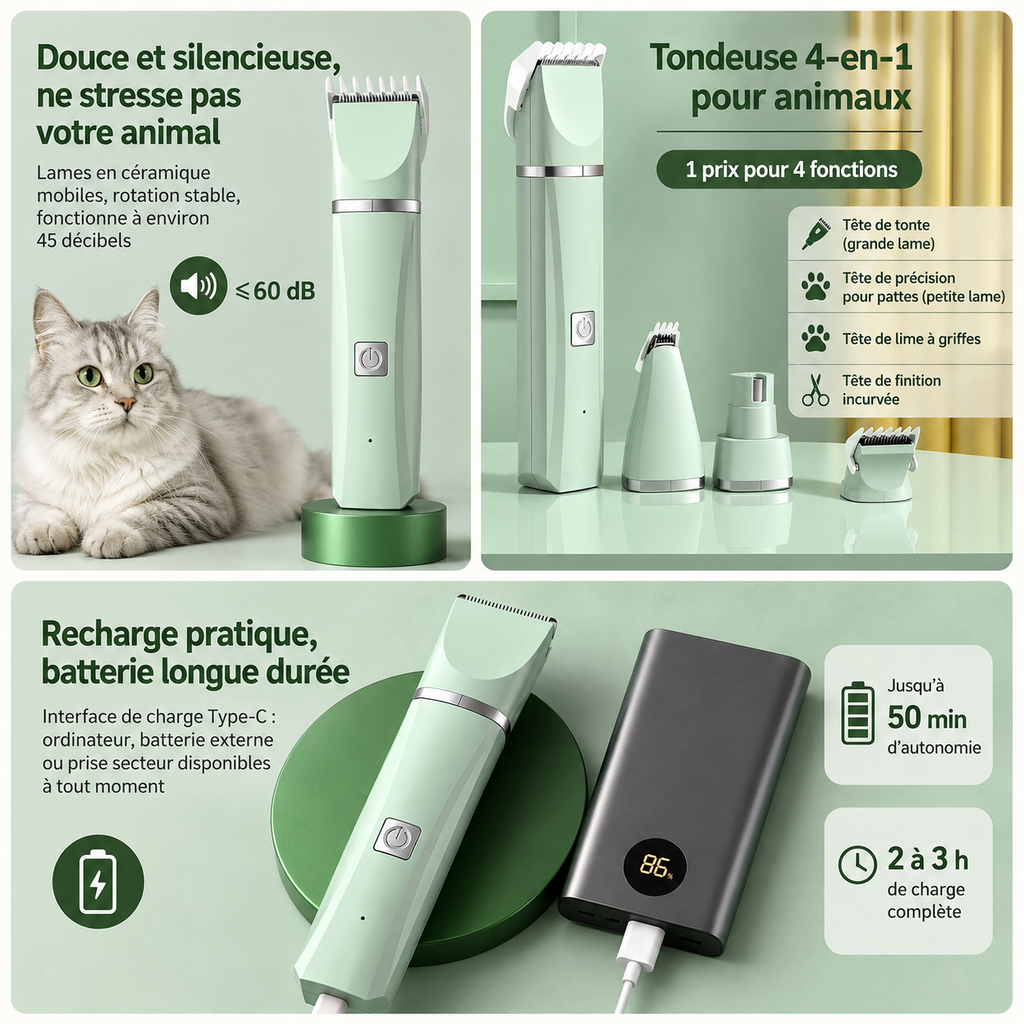 Kit de Toilettage 4-en-1 pour Chat