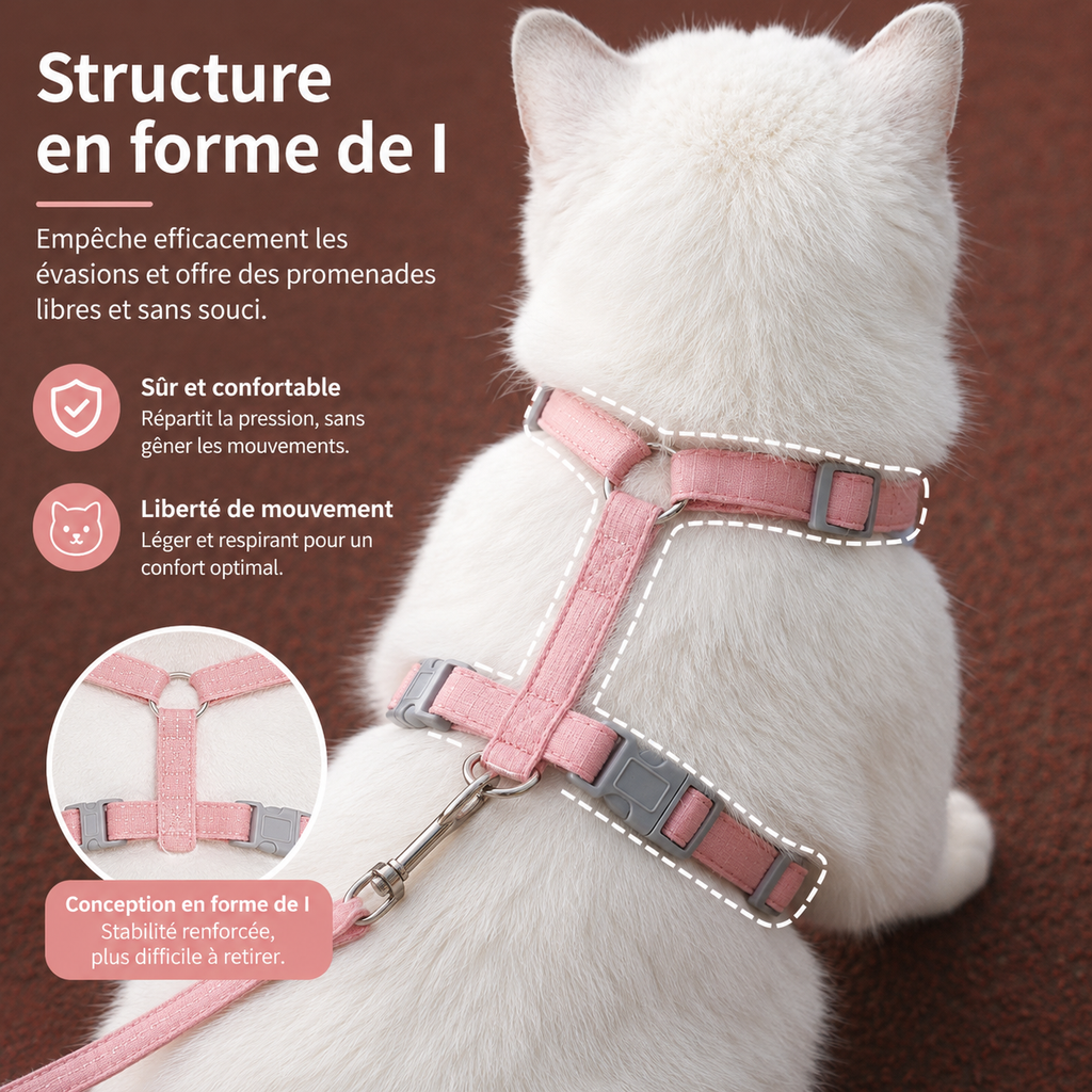 Harnais Réglable avec Laisse pour Chat