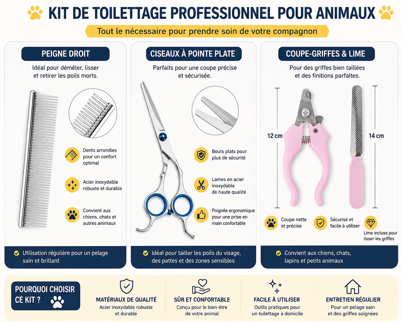 Tondeuse Professionnelle Rechargeable pour Chat