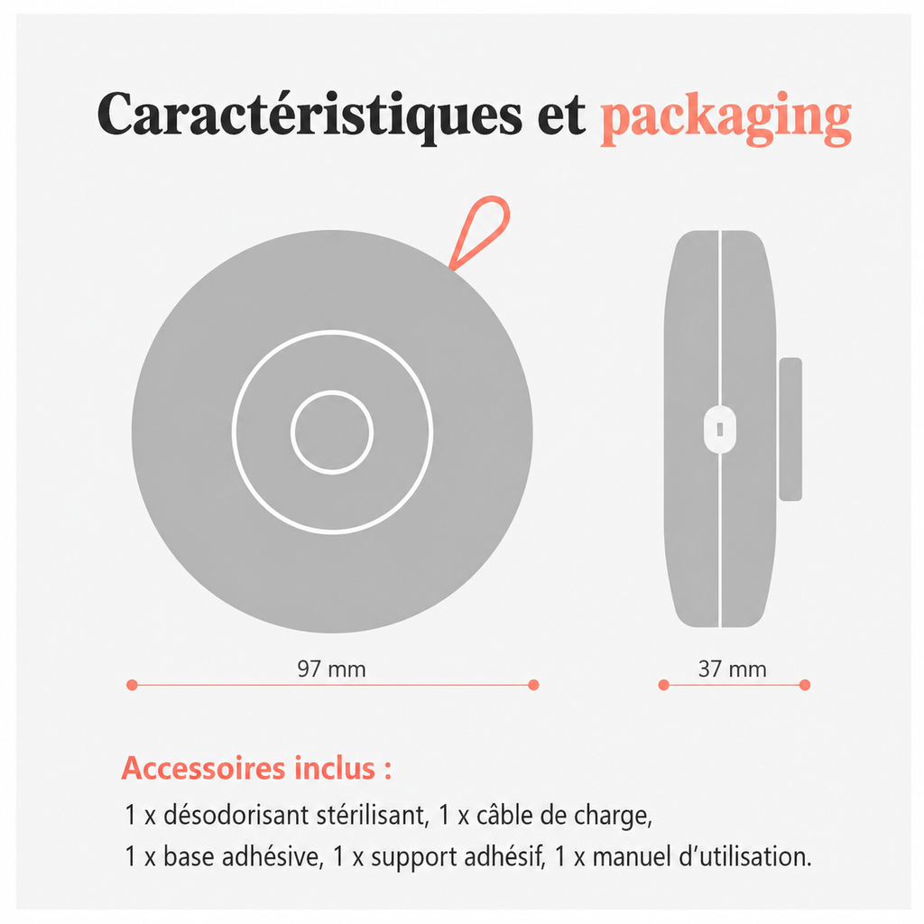 Désodorisant à Ozone Rechargeable pour Litière et Espace de Vie du Chat