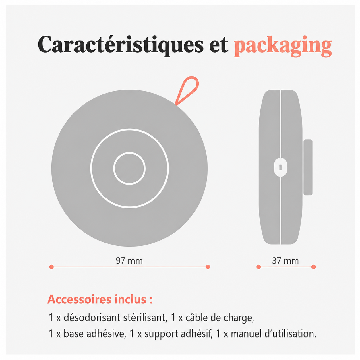 Désodorisant à Ozone Rechargeable pour Litière et Espace de Vie du Chat